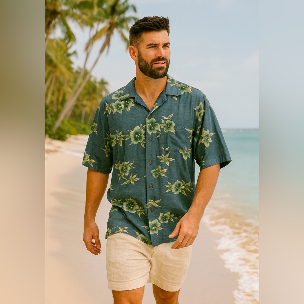 Tommy Bahama Green Floral Button Down Shirt